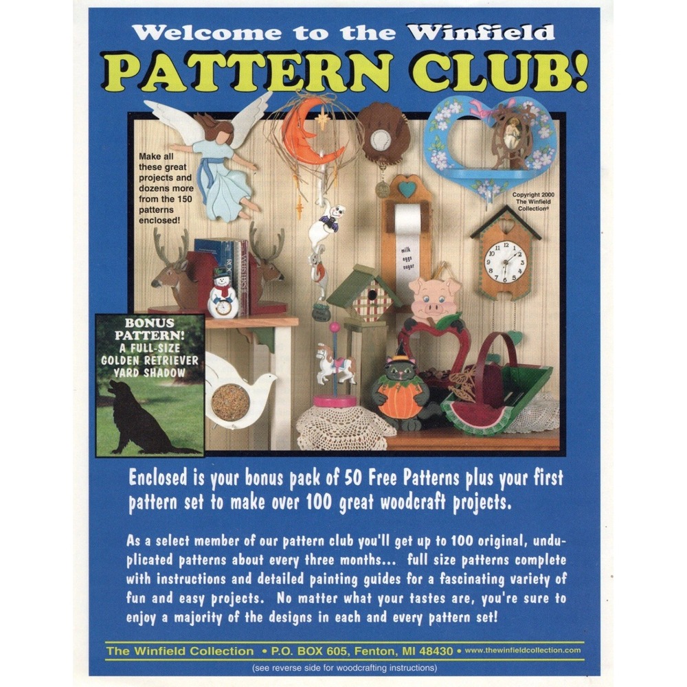 VTG The Winfield Collection Pattern Club Set #1 wood cutting patterns 1995.